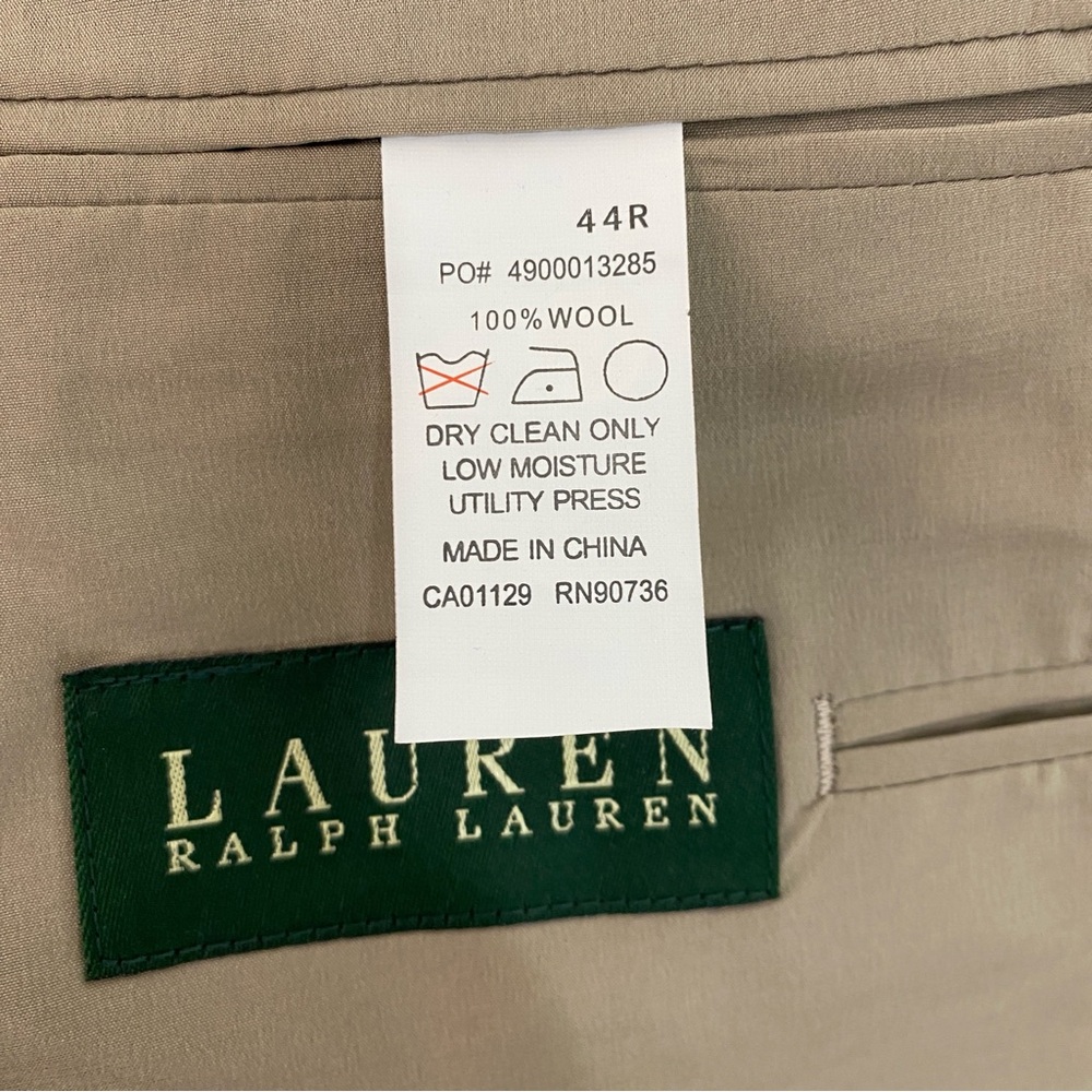 Lauren Ralph Lauren Men's Brown Herringbone 100% Wool Blazer 44R Academic - Picture 7 of 7